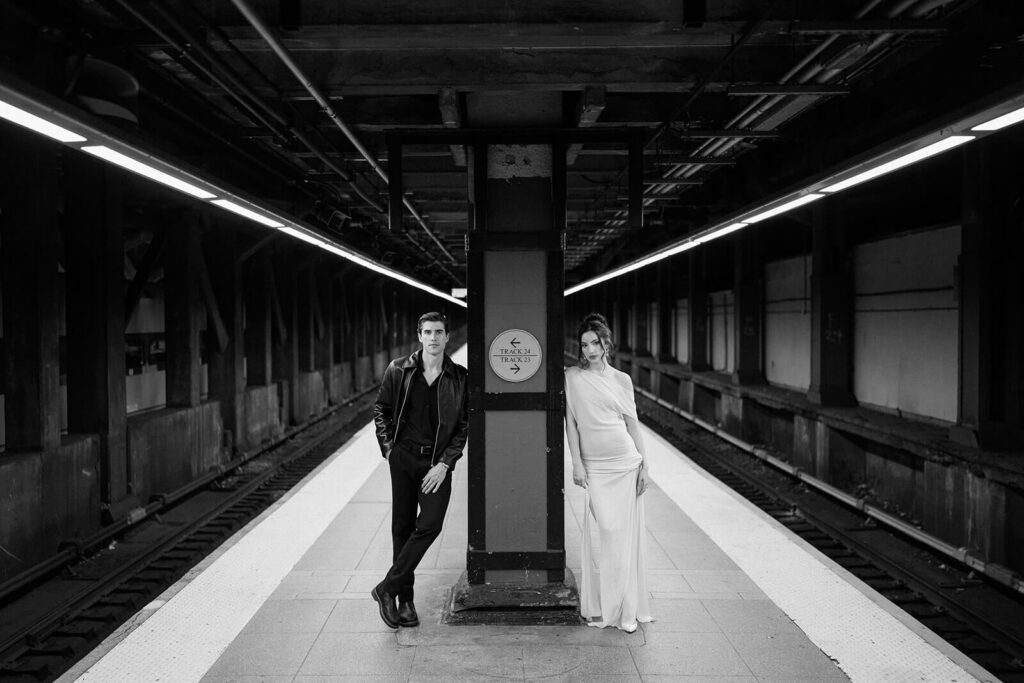 Fashion forward couple photography Grand Central Station New York