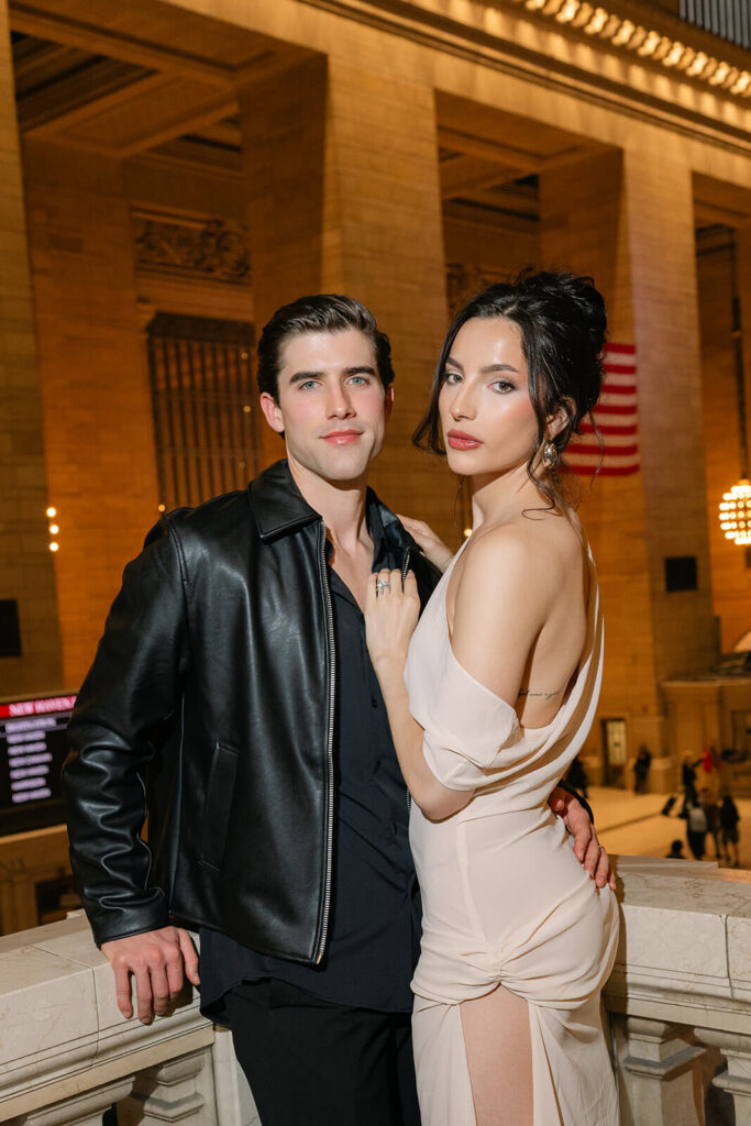 NYC editorial couple photography rainy day Grand Central