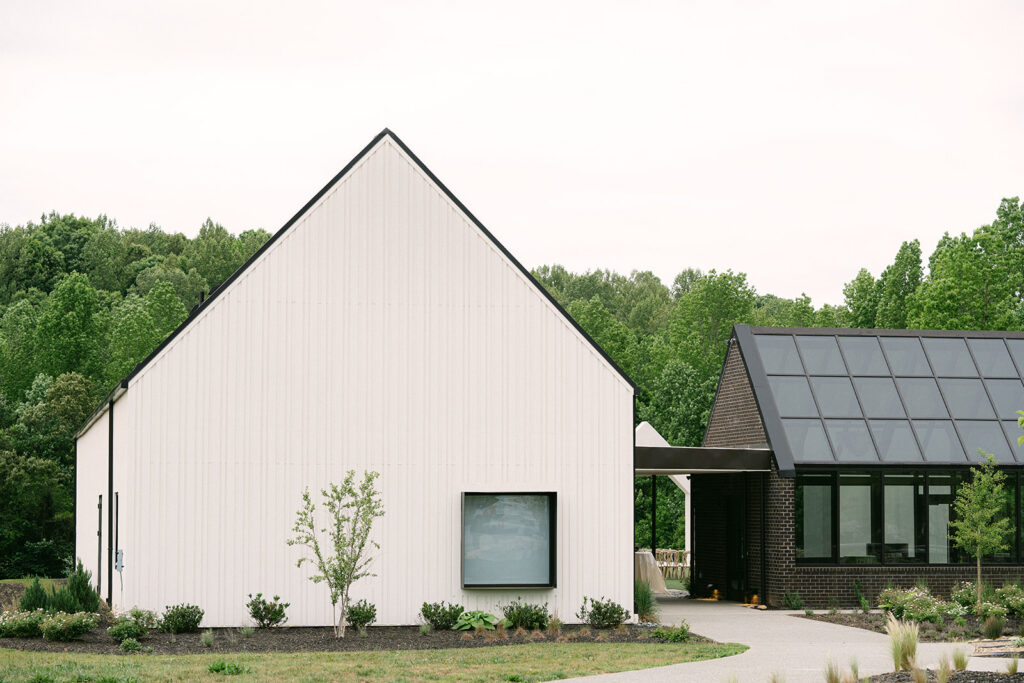Modern luxury architecture of the lumen house wedding venue in charlotte